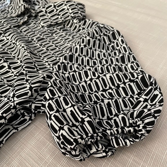 Nine West Vintage Y2K Black And White Academia Button Down Blouse Maximalism - Picture 10 of 10